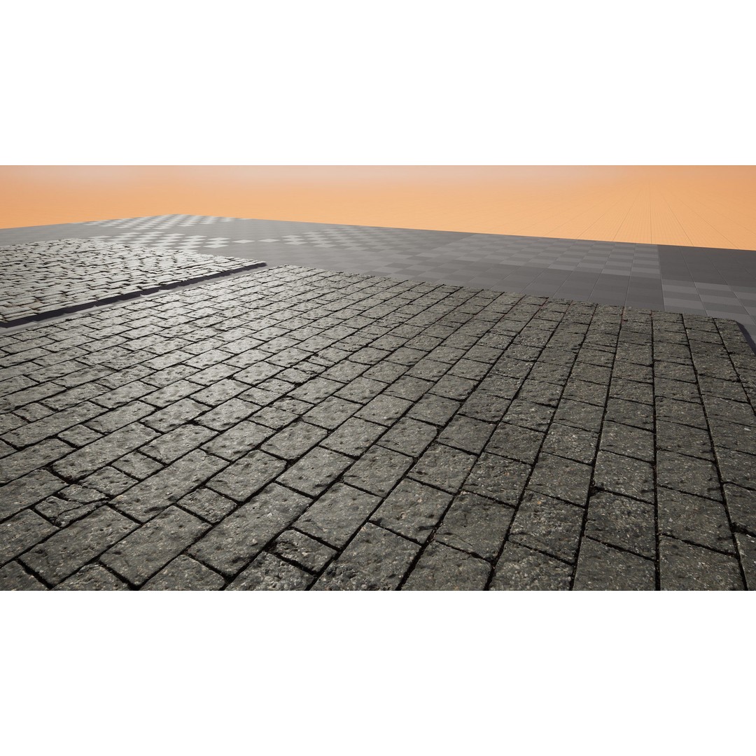 Paving Materials 3D Model – Low Poly PBR Textures with Snow and Puddles - View 8