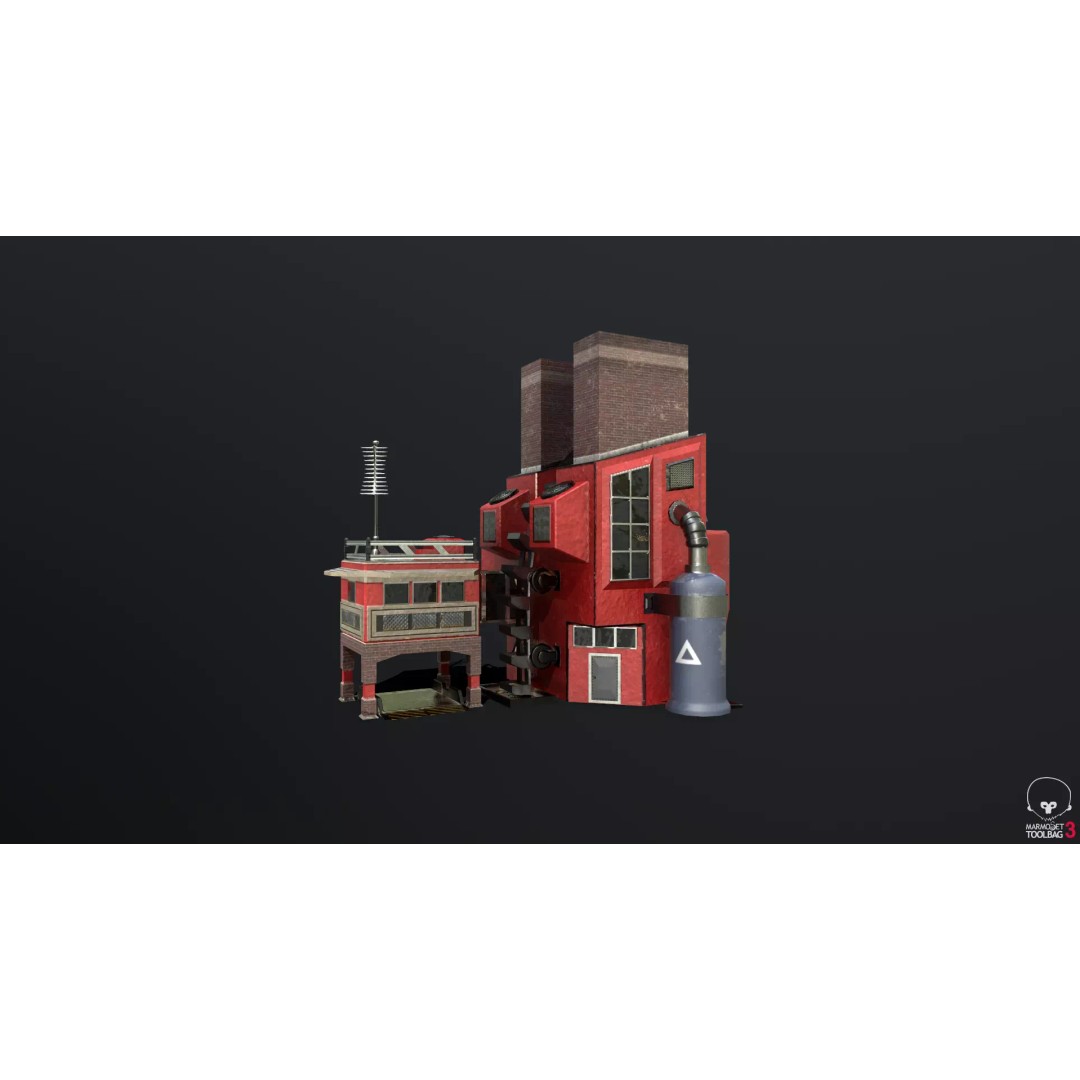 Ore Refinery 3D Model – Low Poly Game Asset, FBX, Rigged - View 2