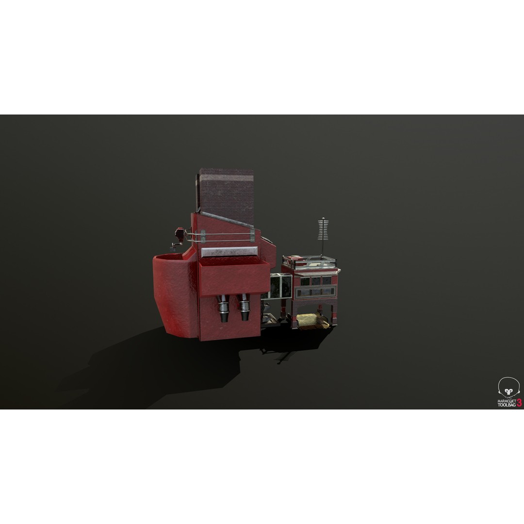 Ore Refinery 3D Model – Low Poly Game Asset, FBX, Rigged - View 4
