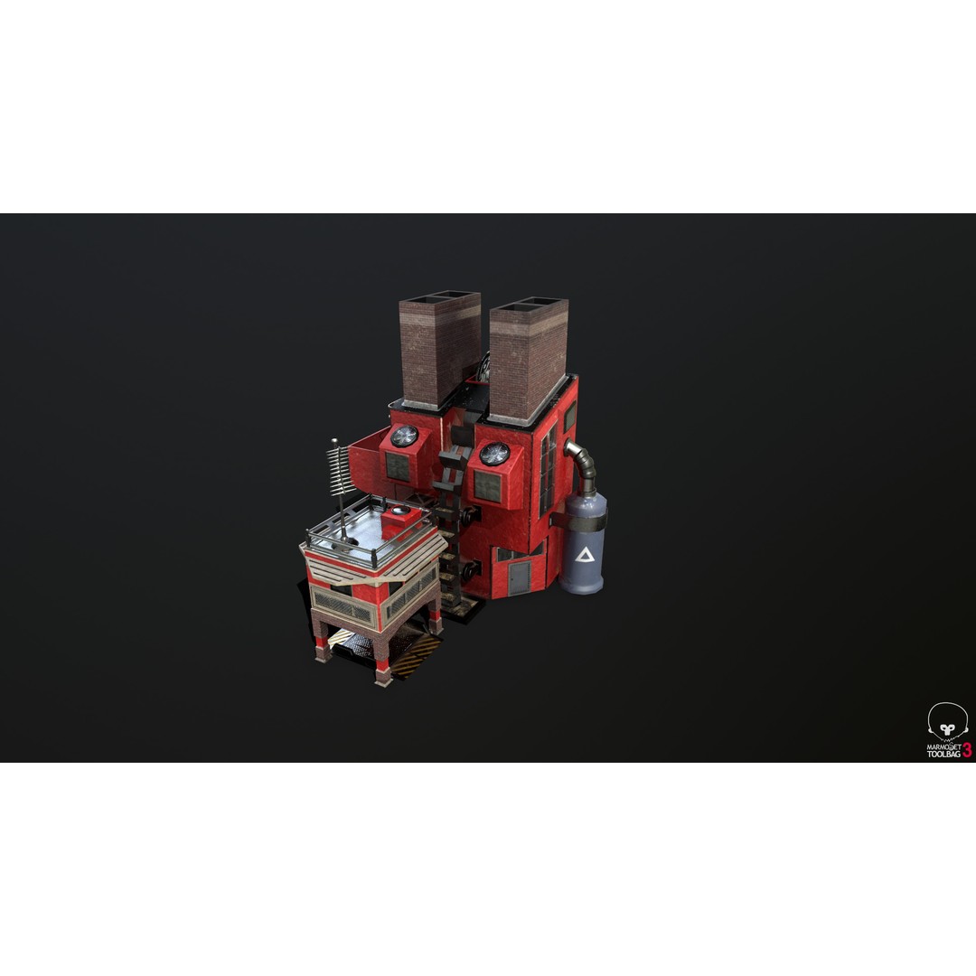 Ore Refinery 3D Model – Low Poly Game Asset, FBX, Rigged - View 5
