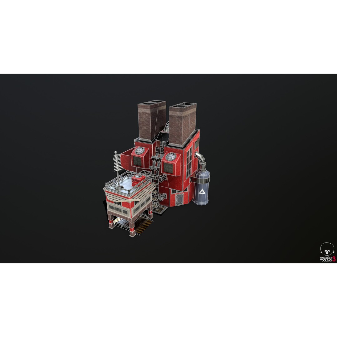 Ore Refinery 3D Model – Low Poly Game Asset, FBX, Rigged - View 6