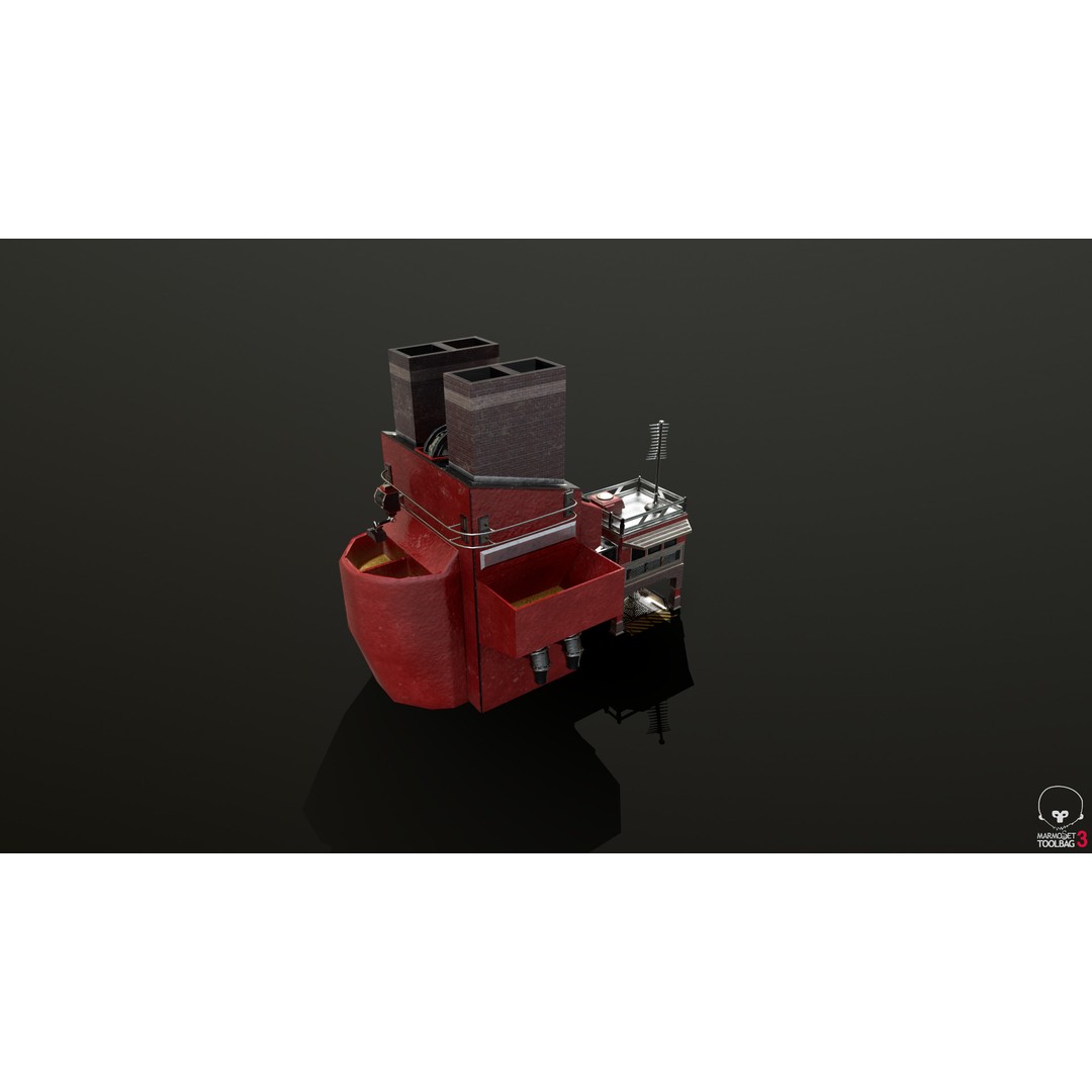 Ore Refinery 3D Model – Low Poly Game Asset, FBX, Rigged - View 7