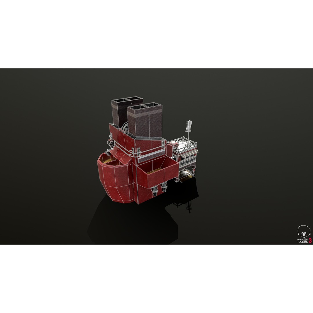 Ore Refinery 3D Model – Low Poly Game Asset, FBX, Rigged - View 8