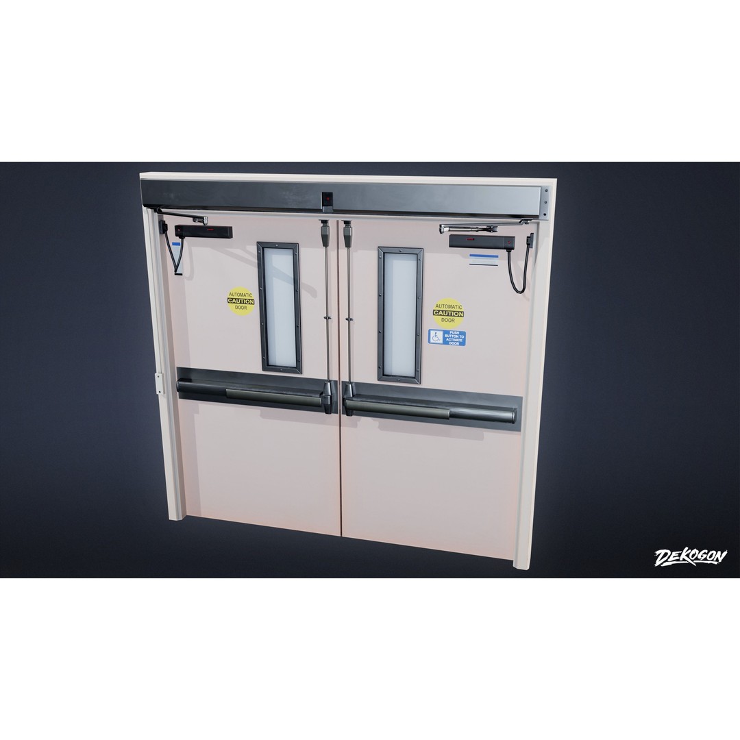Hospital Door 3D Model – Low Poly Game Asset, FBX Format - View 3