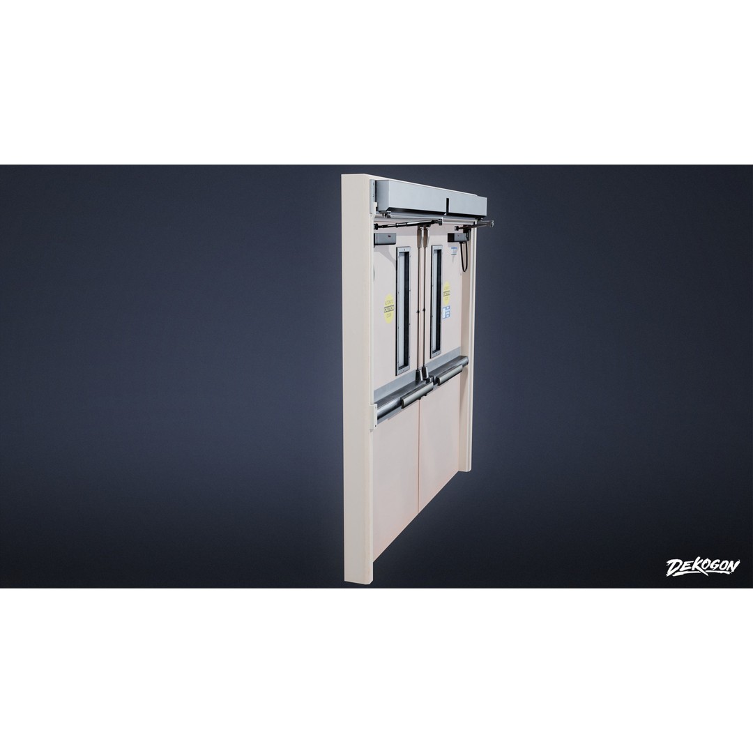 Hospital Door 3D Model – Low Poly Game Asset, FBX Format - View 4