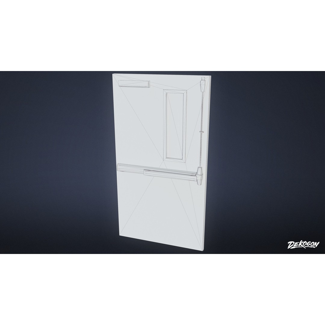 Hospital Door 3D Model – Low Poly Game Asset, FBX Format - View 9
