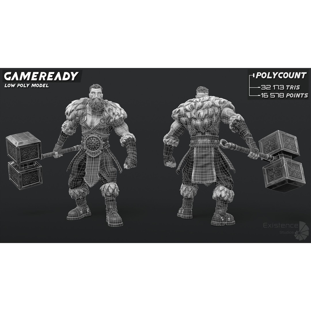 Stylized Warrior Pack 1 – Low-Poly Hero Fantasy Character 3D Model, FBX - View 10