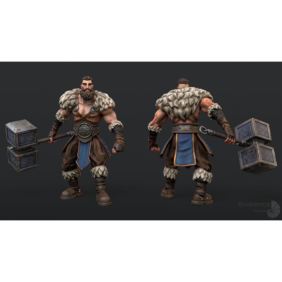 Stylized Warrior Pack 1 – Low-Poly Hero Fantasy Character 3D Model, FBX - View 9