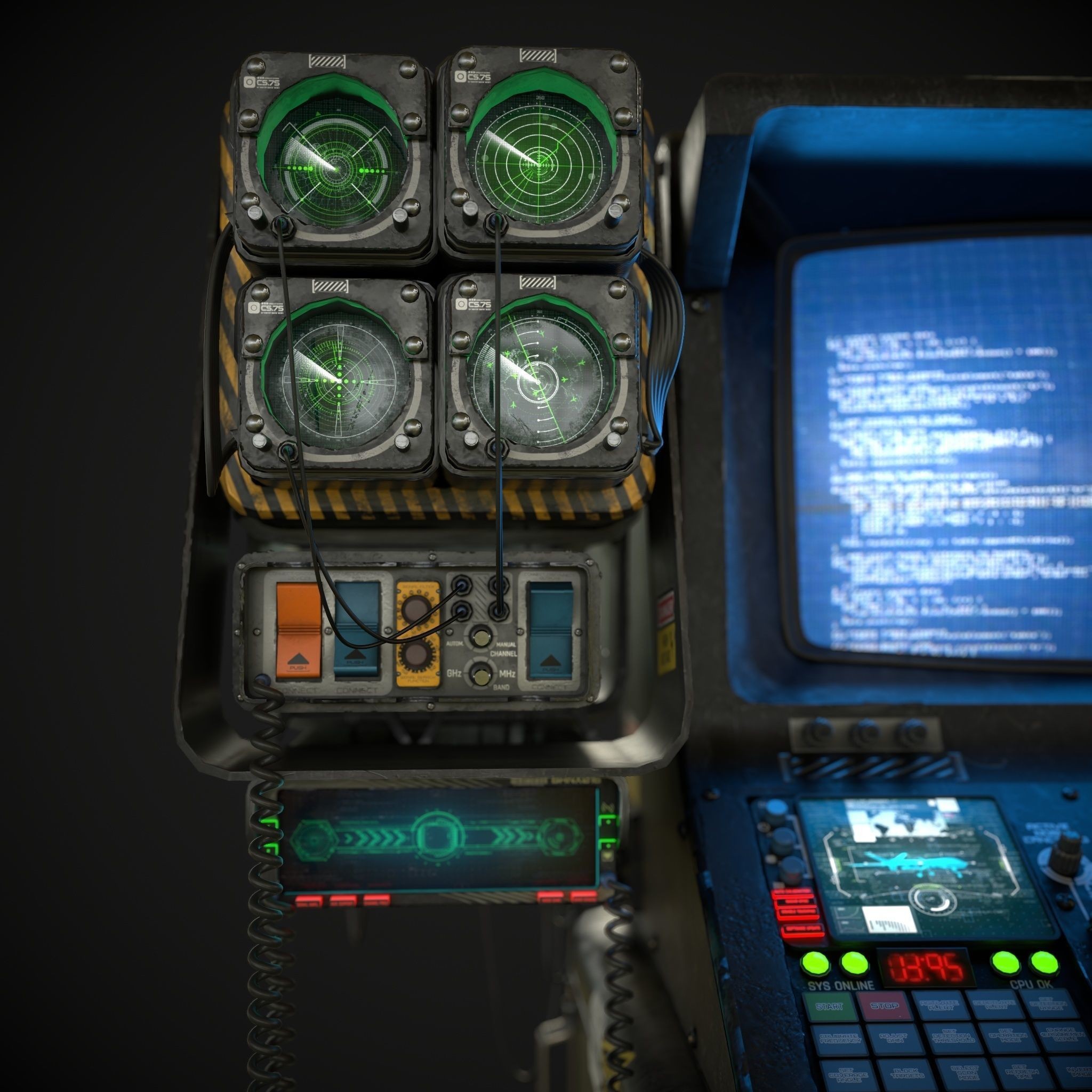 Radar CPU Computer - Low-Poly Game-Ready 3D Model - View 10