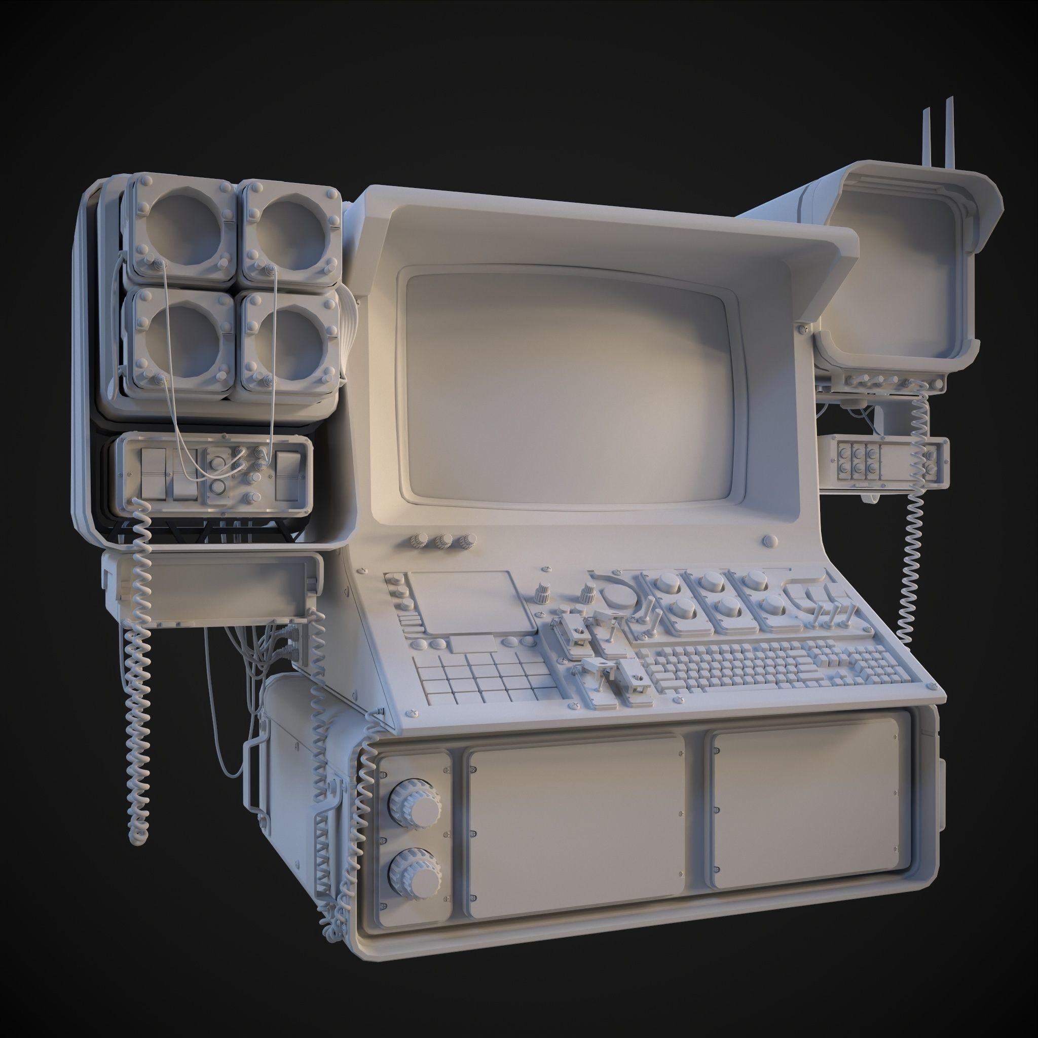 Radar CPU Computer - Low-Poly Game-Ready 3D Model - View 12