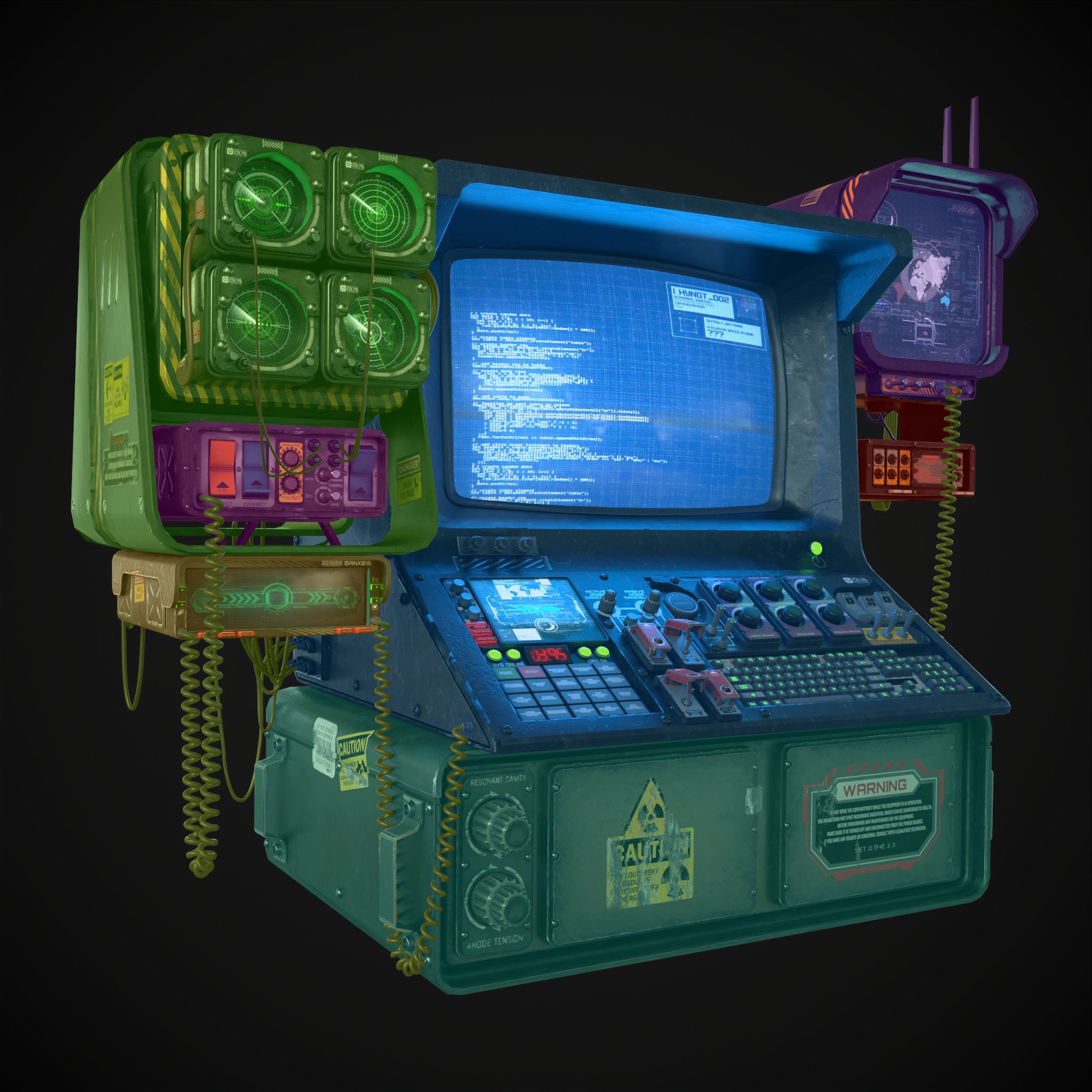 Radar CPU Computer - Low-Poly Game-Ready 3D Model - View 14