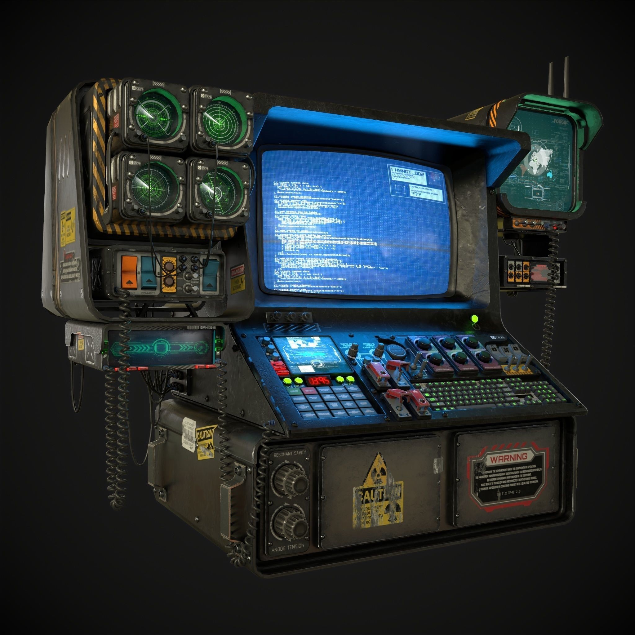 Radar CPU Computer - Low-Poly Game-Ready 3D Model - View 3
