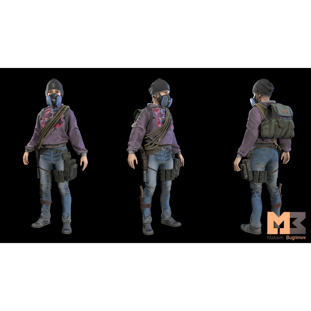 Kid Adventure Character 3D Model – Low Poly Rigged Asset, FBX - View 3