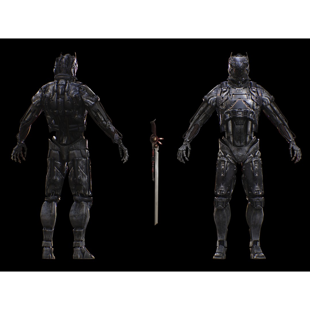 Sci-Fi Destroyer Hunter 3D Model – Low Poly Rigged Character, FBX, OBJ - View 10