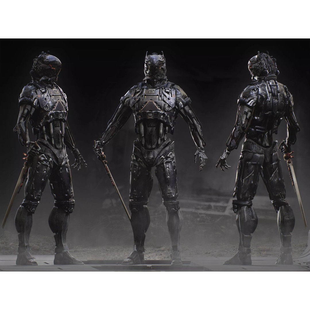 Sci-Fi Destroyer Hunter 3D Model – Low Poly Rigged Character, FBX, OBJ - View 2