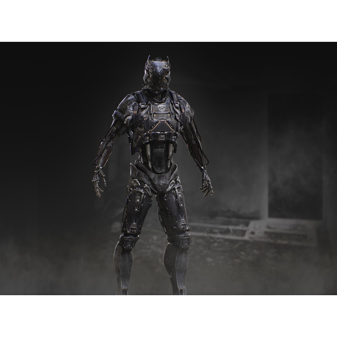 Sci-Fi Destroyer Hunter 3D Model – Low Poly Rigged Character, FBX, OBJ - View 3