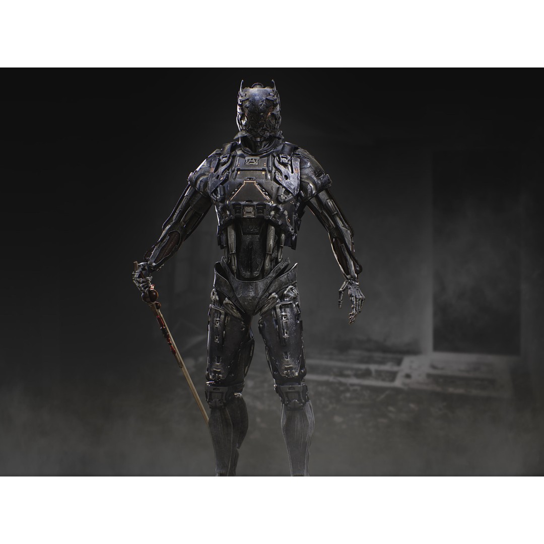 Sci-Fi Destroyer Hunter 3D Model – Low Poly Rigged Character, FBX, OBJ - View 4