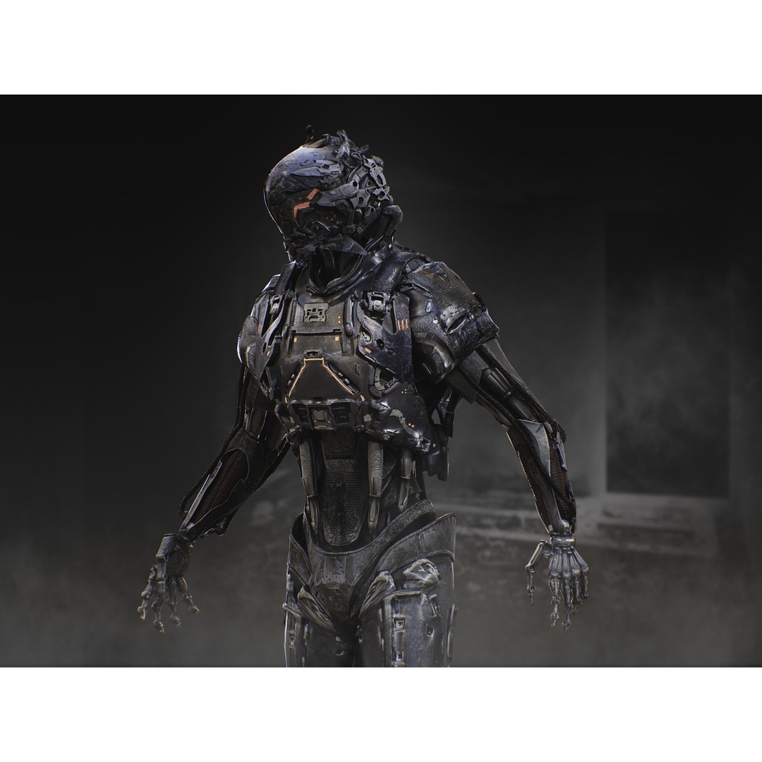Sci-Fi Destroyer Hunter 3D Model – Low Poly Rigged Character, FBX, OBJ - View 5