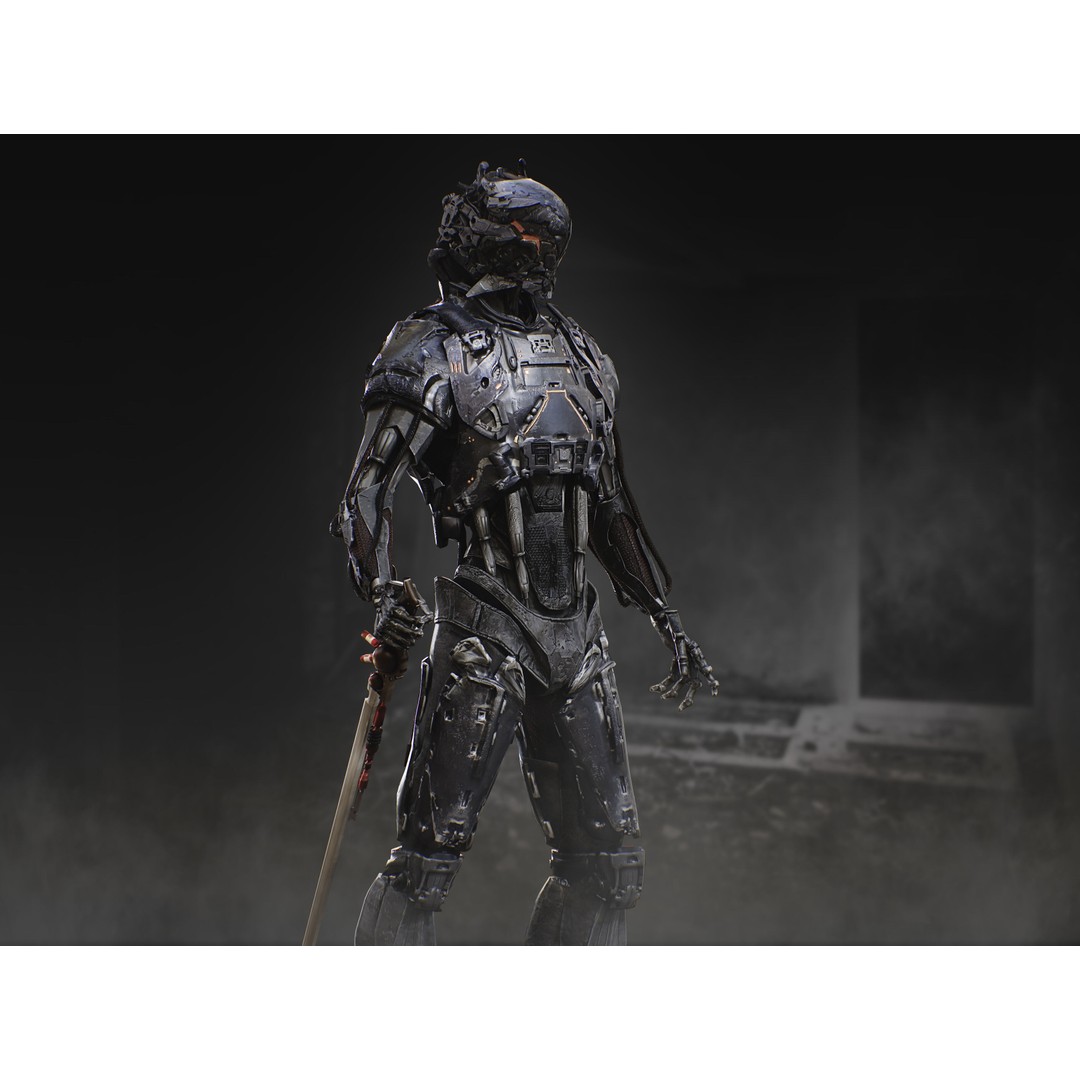 Sci-Fi Destroyer Hunter 3D Model – Low Poly Rigged Character, FBX, OBJ - View 6
