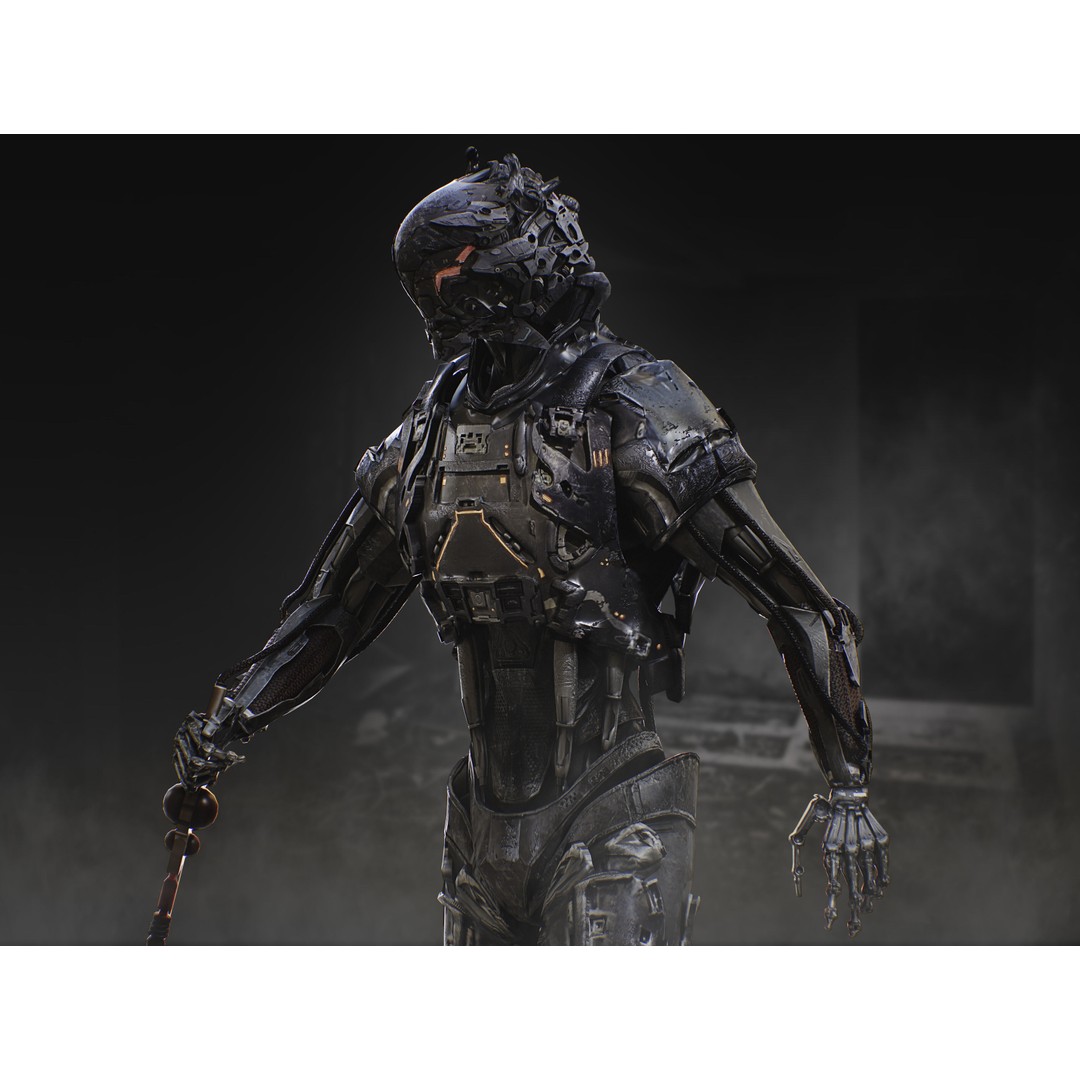Sci-Fi Destroyer Hunter 3D Model – Low Poly Rigged Character, FBX, OBJ - View 7