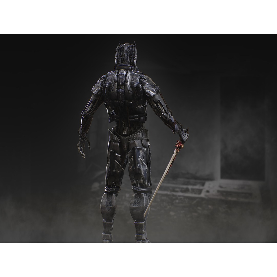 Sci-Fi Destroyer Hunter 3D Model – Low Poly Rigged Character, FBX, OBJ - View 8
