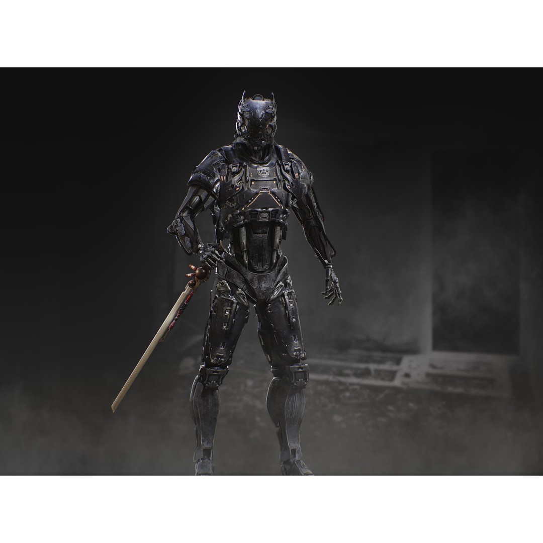 Sci-Fi Destroyer Hunter 3D Model – Low Poly Rigged Character, FBX, OBJ - View 9