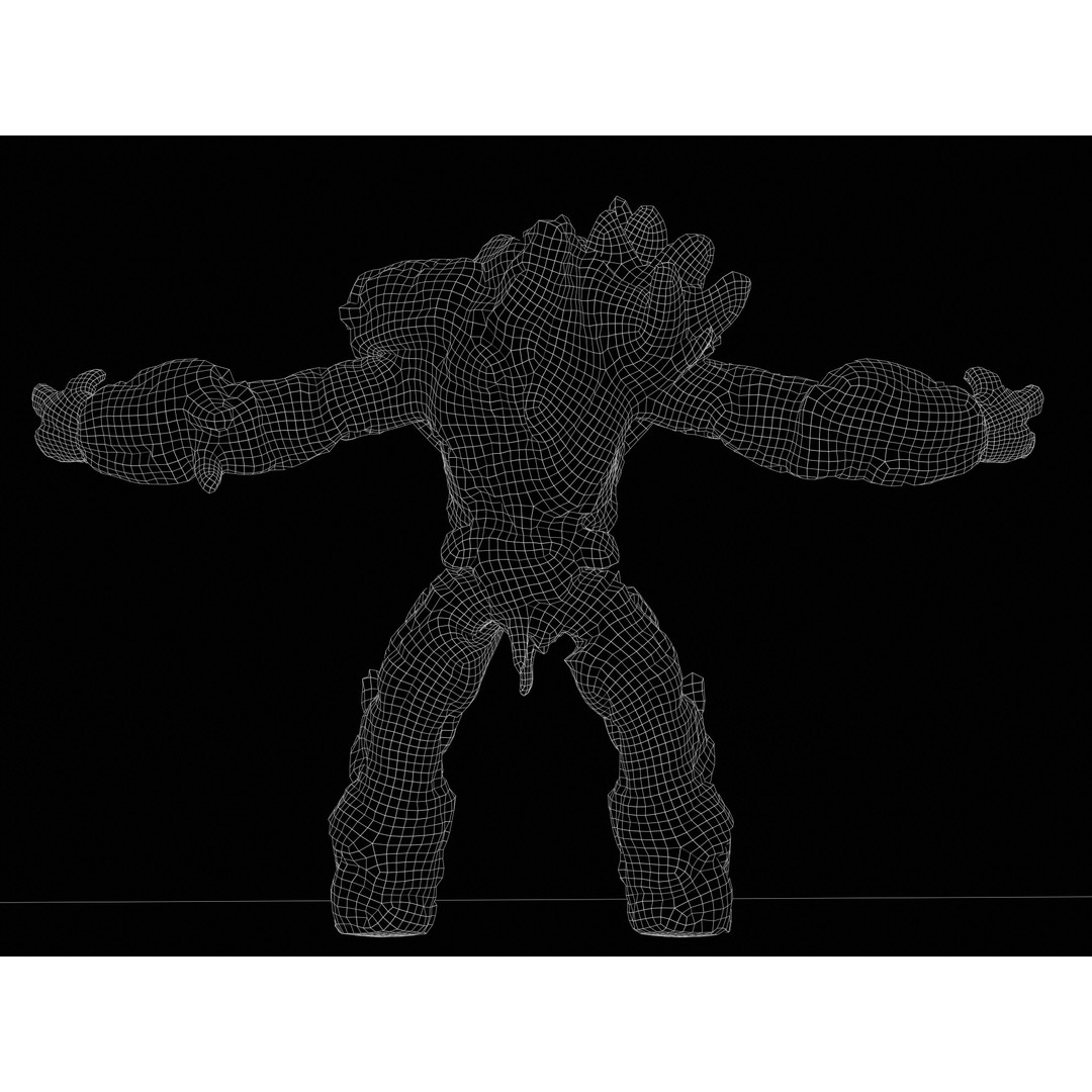 Lava Golem 3D Model – Low Poly Rigged Character with PBR Textures