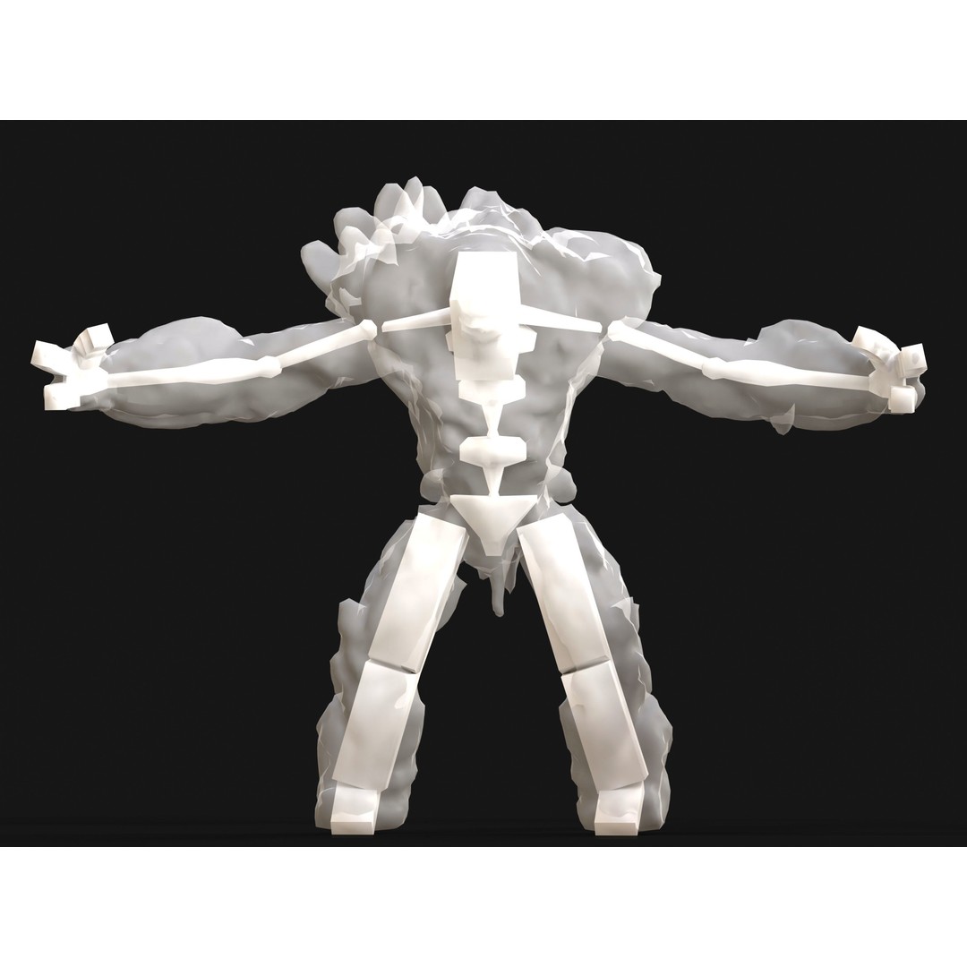 Lava Golem 3D Model – Low Poly Rigged Character with PBR Textures - View 10
