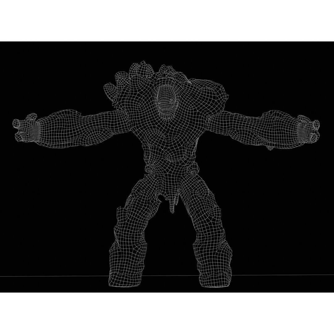 Lava Golem 3D Model – Low Poly Rigged Character with PBR Textures - View 11