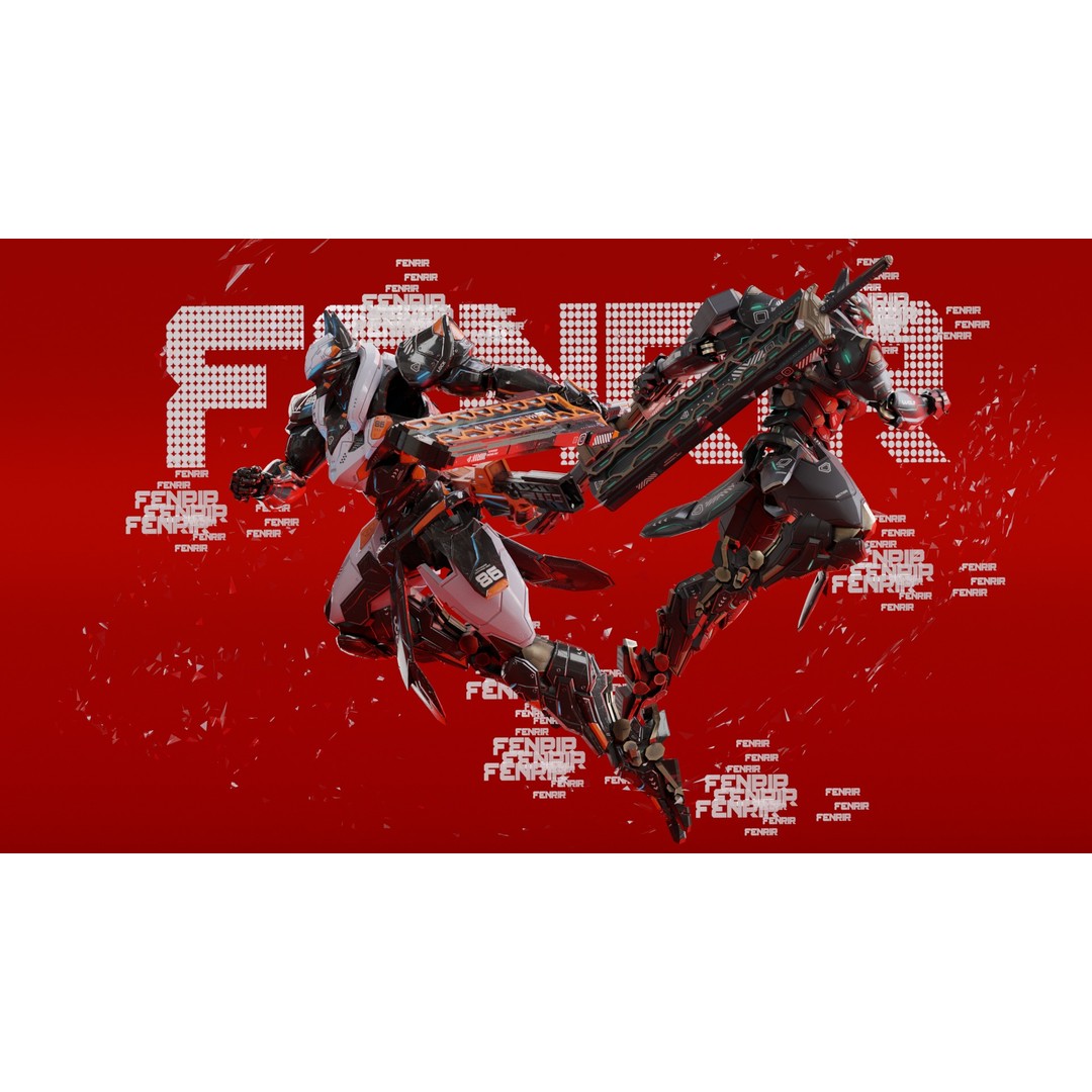 Fenrir 3D Model – Low Poly Cybernetic Character, Rigged, FBX