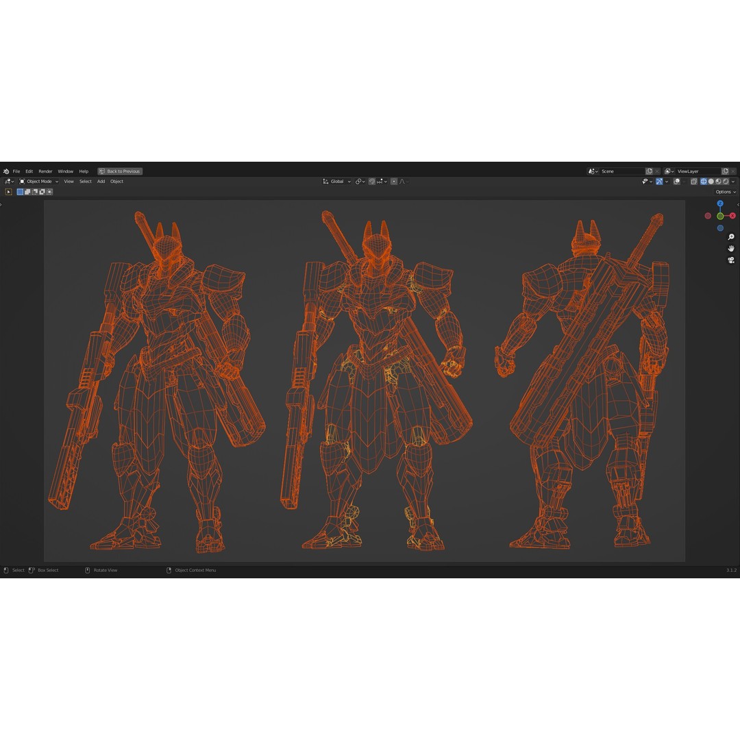 Fenrir 3D Model – Low Poly Cybernetic Character, Rigged, FBX - View 10