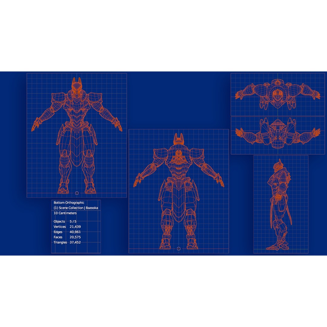 Fenrir 3D Model – Low Poly Cybernetic Character, Rigged, FBX - View 11