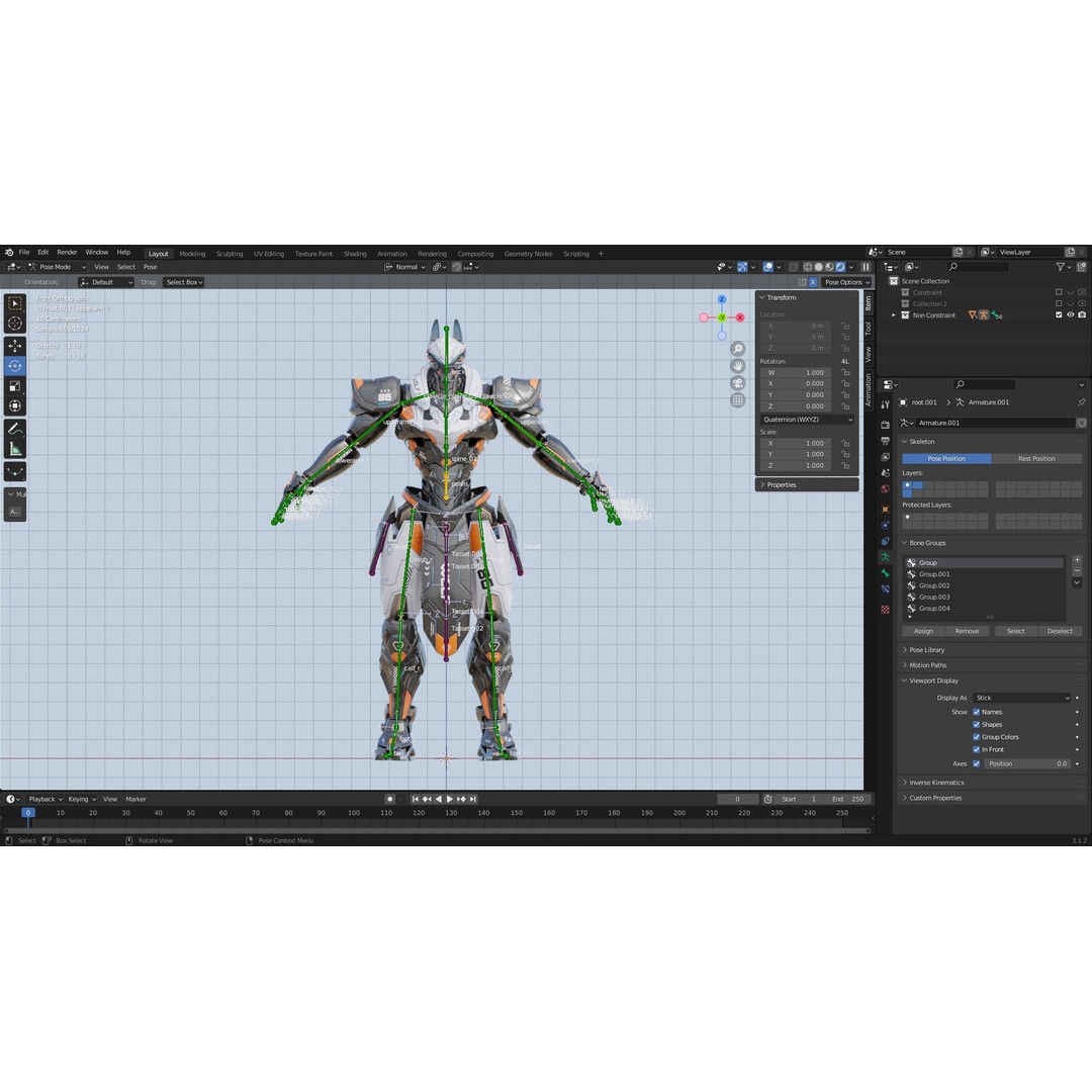 Fenrir 3D Model – Low Poly Cybernetic Character, Rigged, FBX - View 14