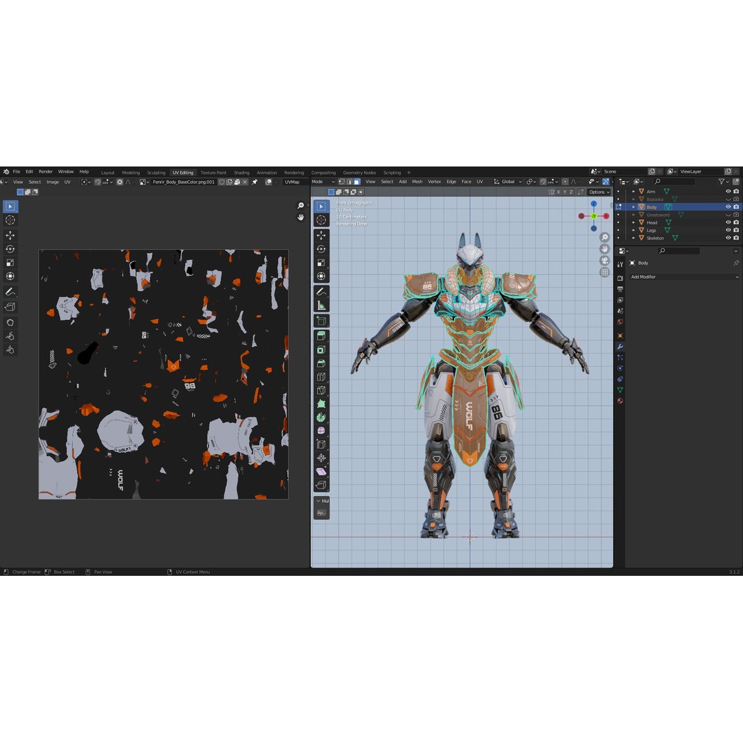 Fenrir 3D Model – Low Poly Cybernetic Character, Rigged, FBX - View 15