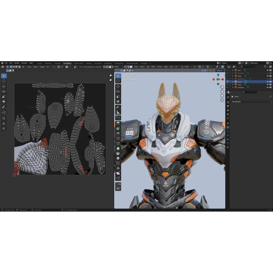 Fenrir 3D Model – Low Poly Cybernetic Character, Rigged, FBX - View 16
