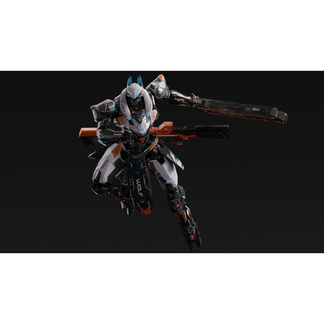 Fenrir 3D Model – Low Poly Cybernetic Character, Rigged, FBX - View 21