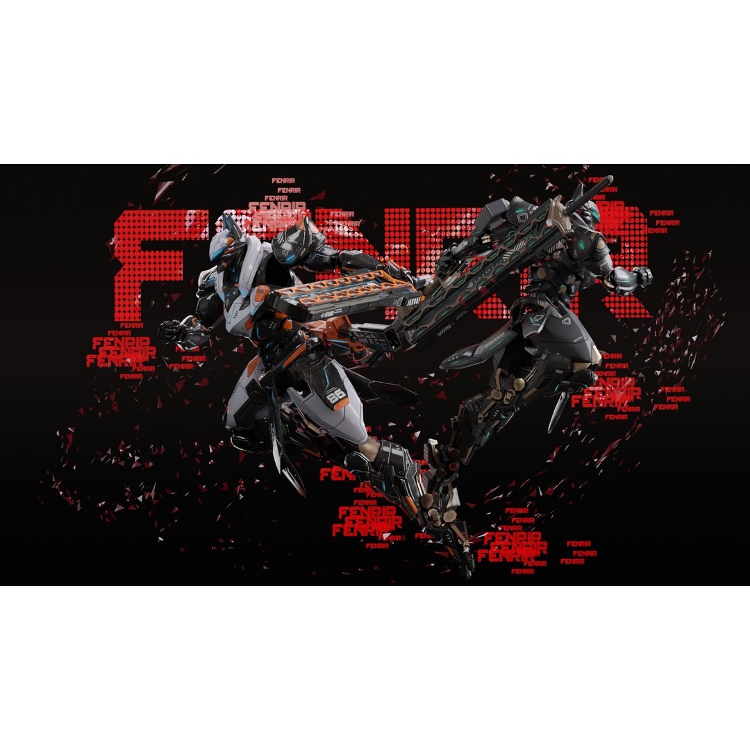 Fenrir 3D Model – Low Poly Cybernetic Character, Rigged, FBX - View 23
