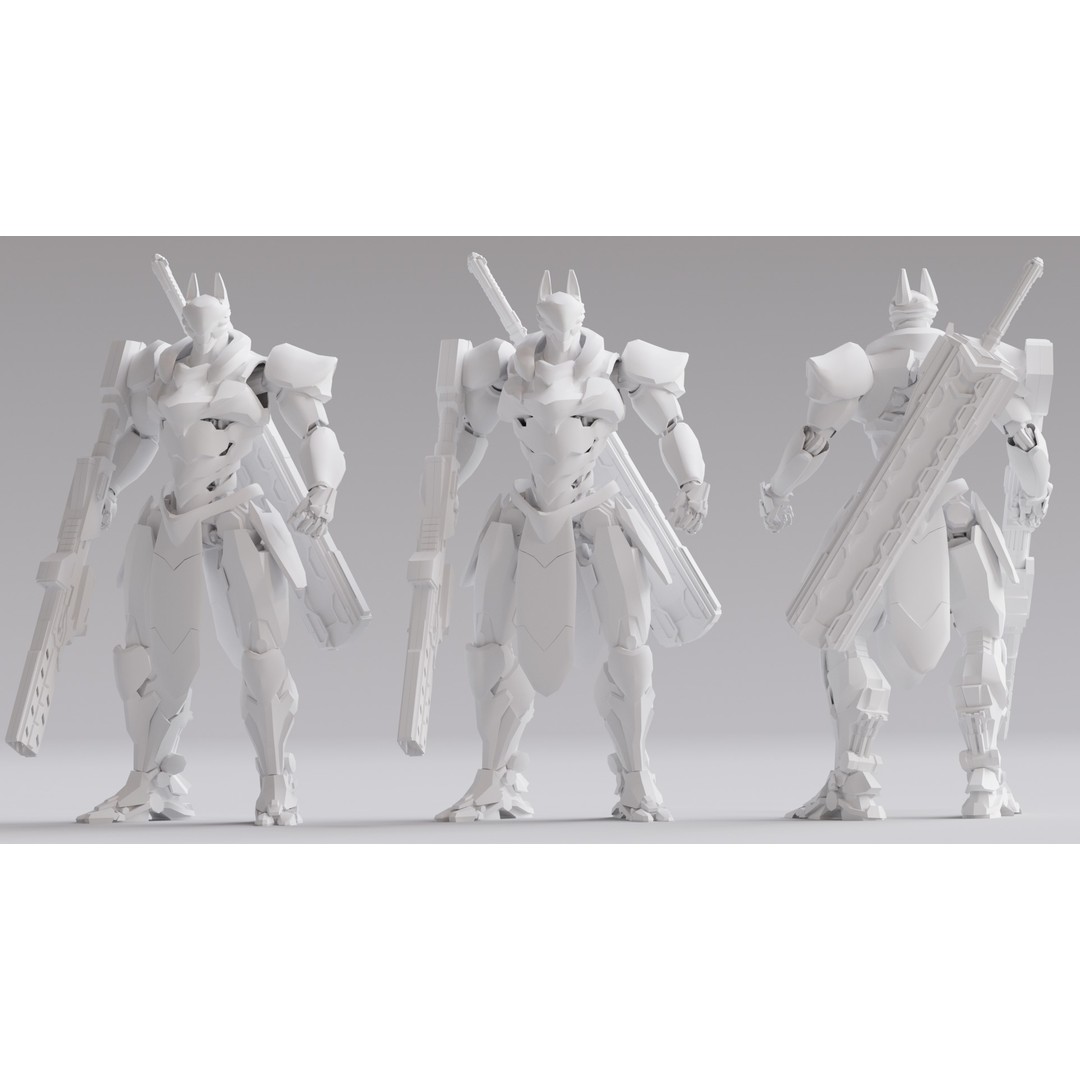 Fenrir 3D Model – Low Poly Cybernetic Character, Rigged, FBX - View 9