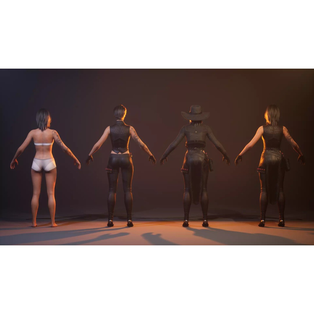 Gunslinger 3D Model – High Poly Fantasy Character, Rigged for Unreal Engine - View 5
