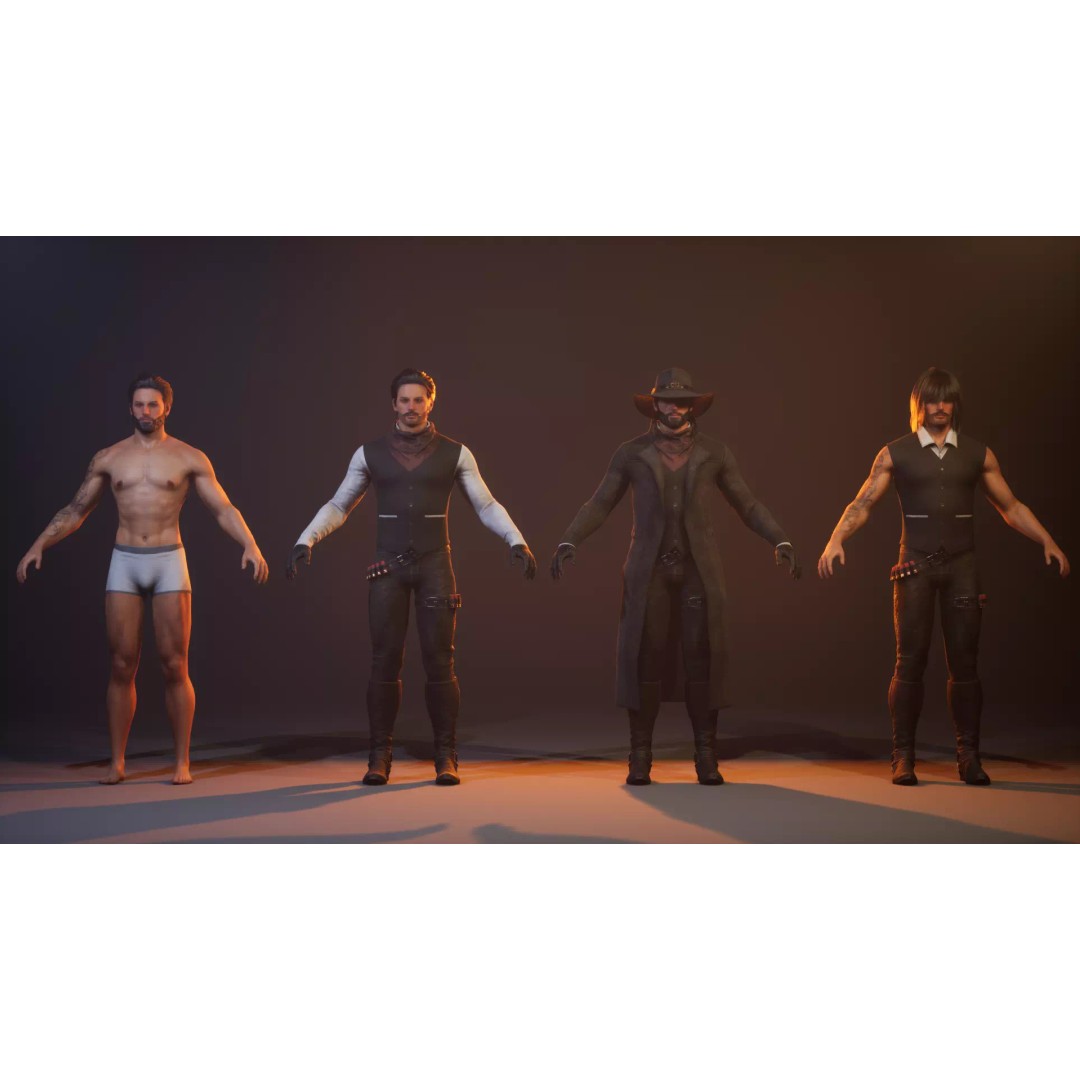 Gunslinger 3D Model – High Poly Fantasy Character, Rigged for Unreal Engine - View 6