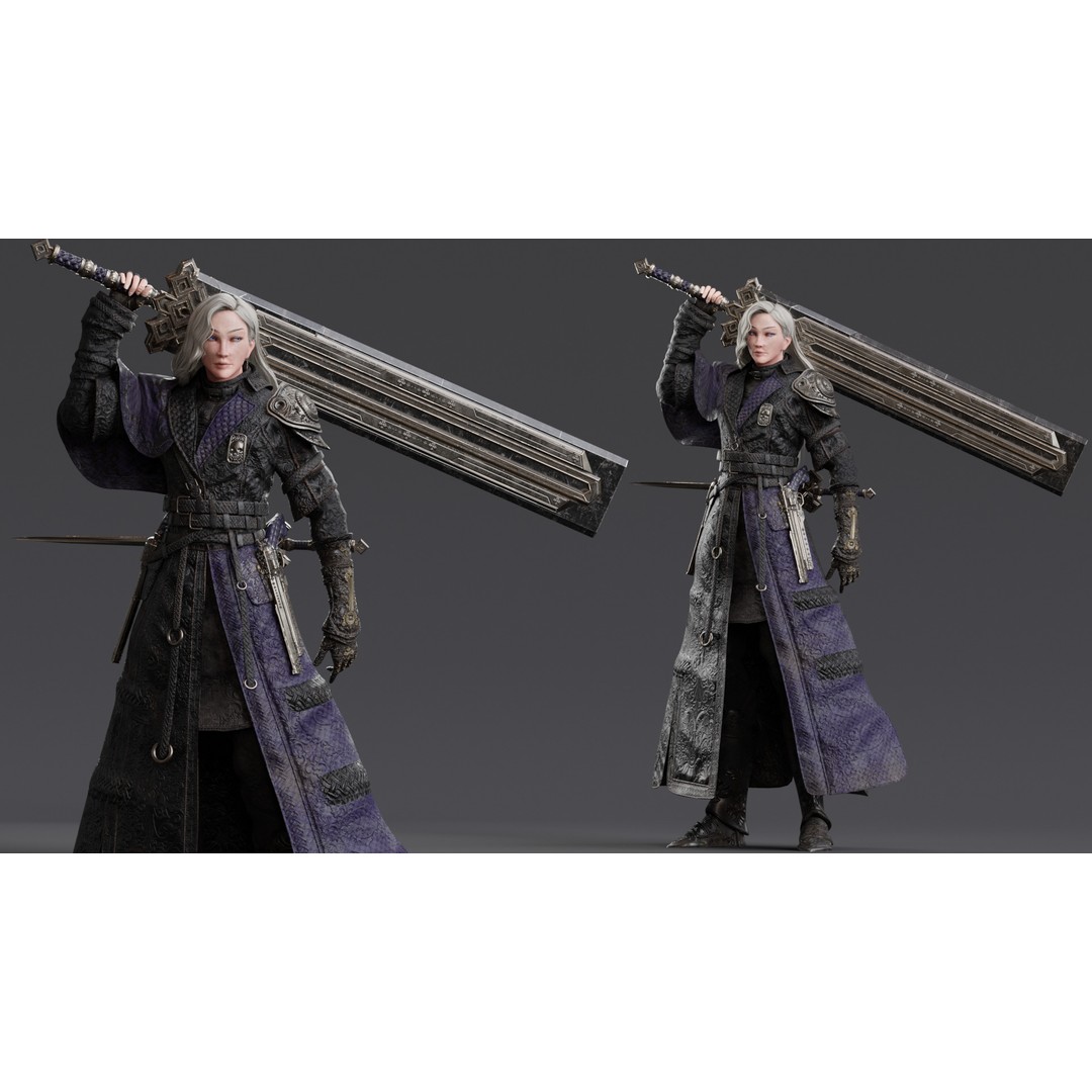Nyx 3D Model – Rigged Fantasy Female Warrior, FBX, PBR - View 13