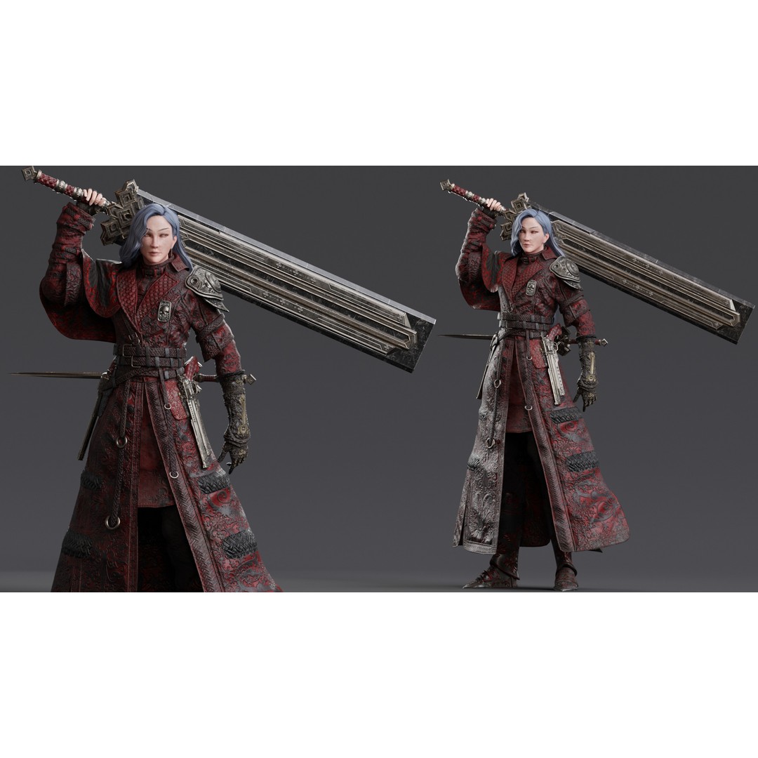 Nyx 3D Model – Rigged Fantasy Female Warrior, FBX, PBR - View 14