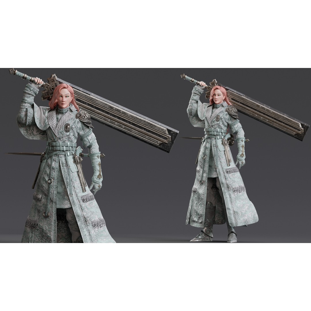Nyx 3D Model – Rigged Fantasy Female Warrior, FBX, PBR - View 15