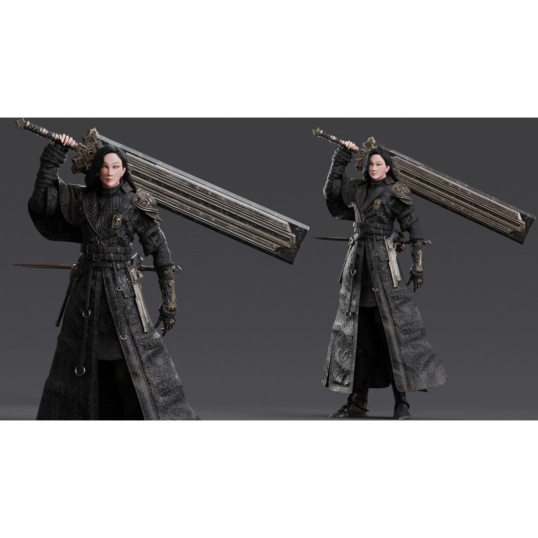 Nyx 3D Model – Rigged Fantasy Female Warrior, FBX, PBR - View 16