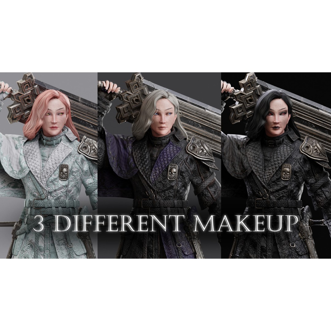 Nyx 3D Model – Rigged Fantasy Female Warrior, FBX, PBR - View 18