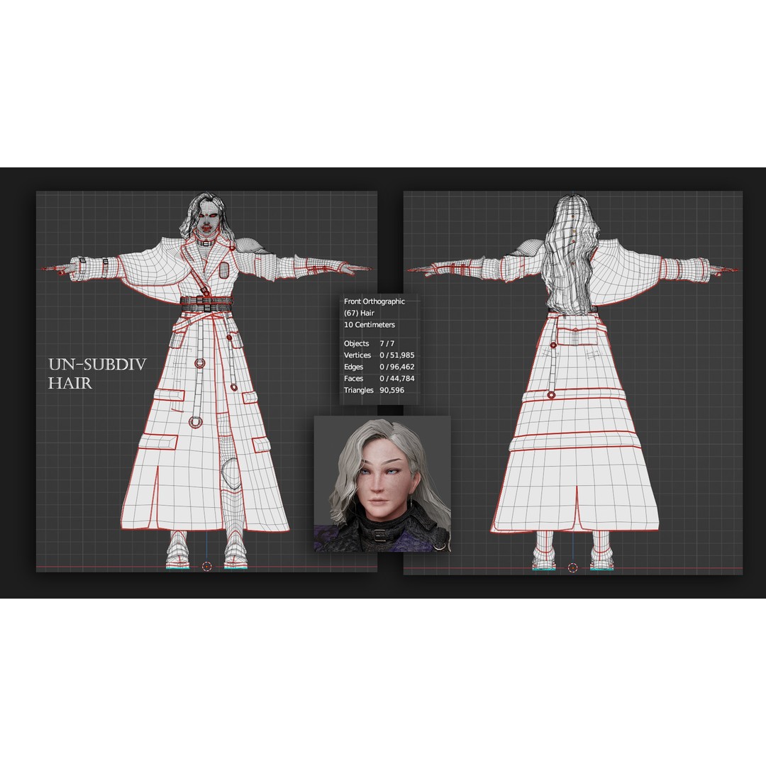 Nyx 3D Model – Rigged Fantasy Female Warrior, FBX, PBR - View 23