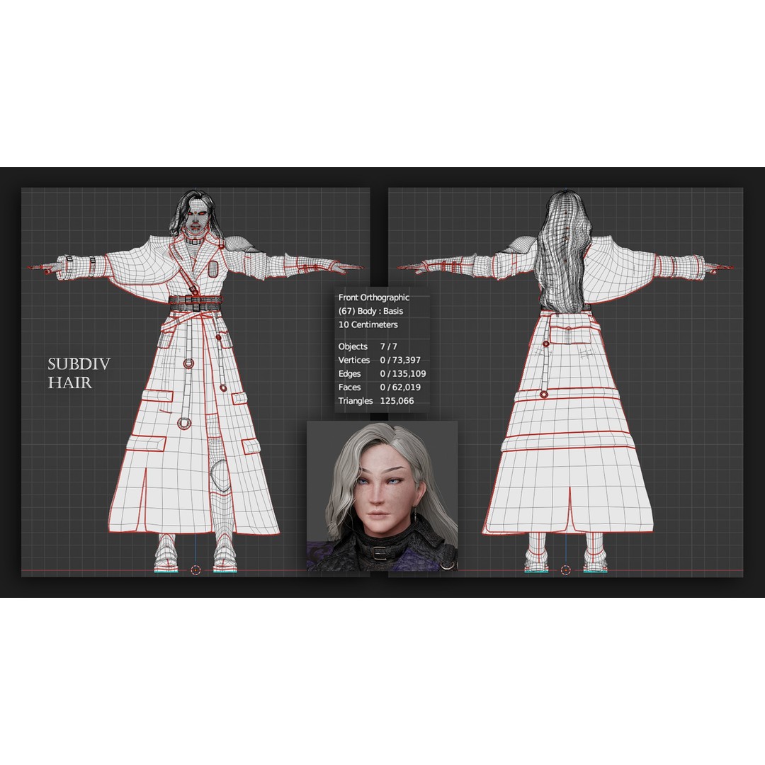 Nyx 3D Model – Rigged Fantasy Female Warrior, FBX, PBR - View 24
