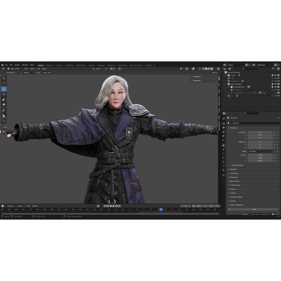 Nyx 3D Model – Rigged Fantasy Female Warrior, FBX, PBR - View 25