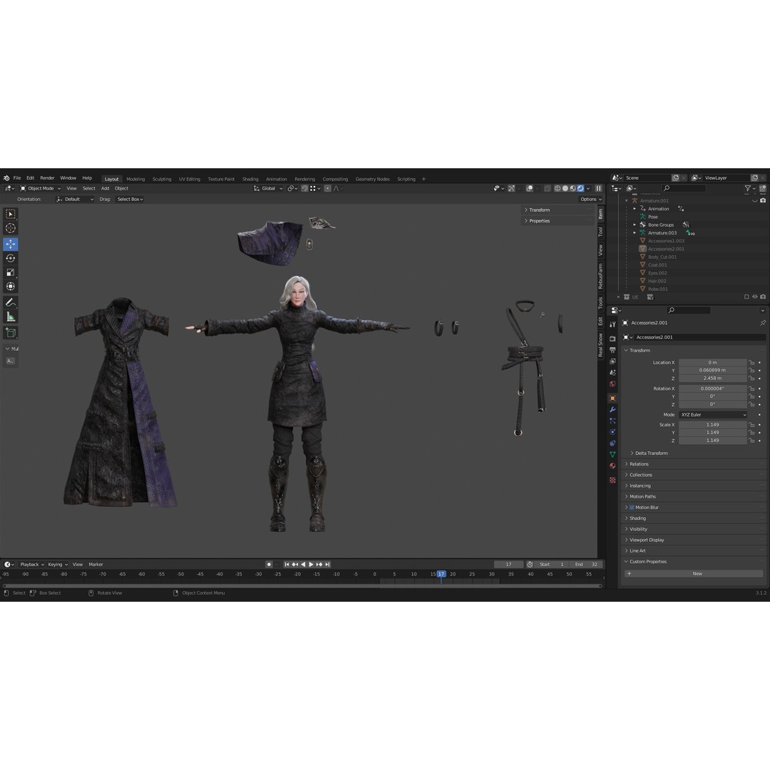 Nyx 3D Model – Rigged Fantasy Female Warrior, FBX, PBR - View 26