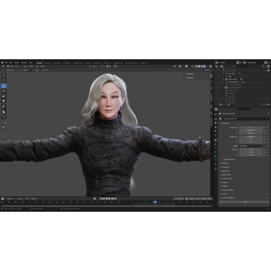 Nyx 3D Model – Rigged Fantasy Female Warrior, FBX, PBR - View 27